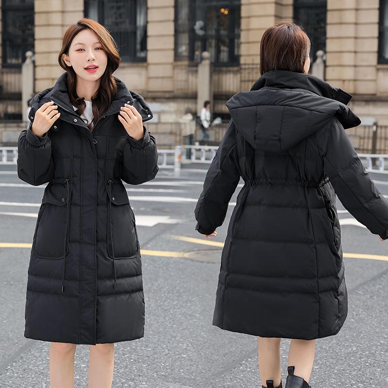2025 Women's Mid-Length Six-Color Slimming Down Jacket: Thickened Warm Winter Outerwear with Big Pockets