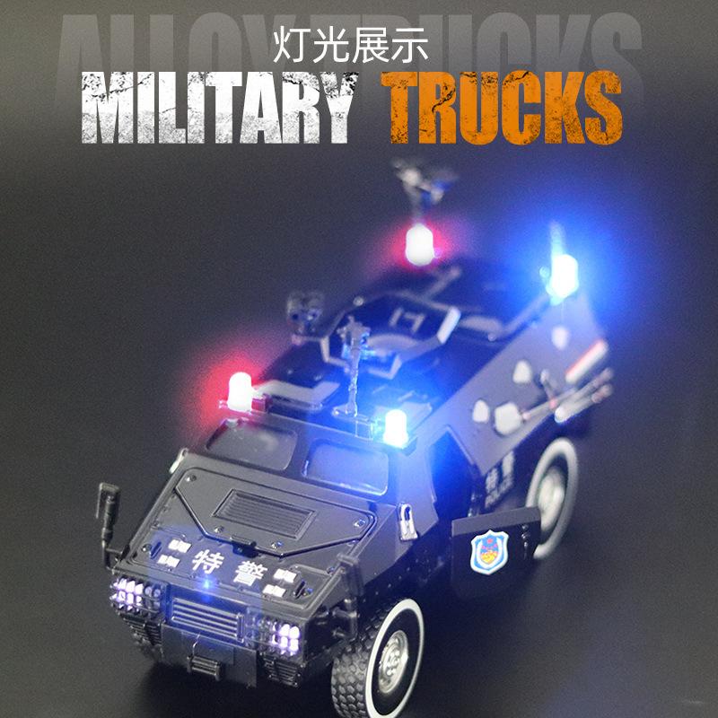 1:24 Opancerzony Stopowy Rydwan 8 Świateł Włączonych 7 Otwórz Drzwi Powrót Do Publicznej Policji Bezpieczeństwa Transporter Oddziału