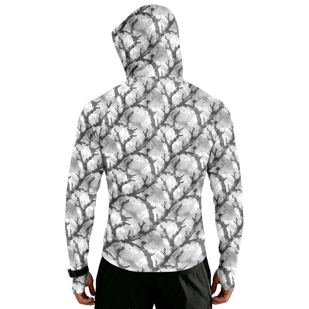 Men's Sun Jacket with Hood - Long Sleeve Raglan Camouflage Print, Casual Summer Outdoor Jacket