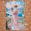 Vintage Metal Tin Sign 787x1181 Inch2D Floral Pink Ballet Dancer Wall DecorPredrilled Holes for Home Shop Festival Hangi