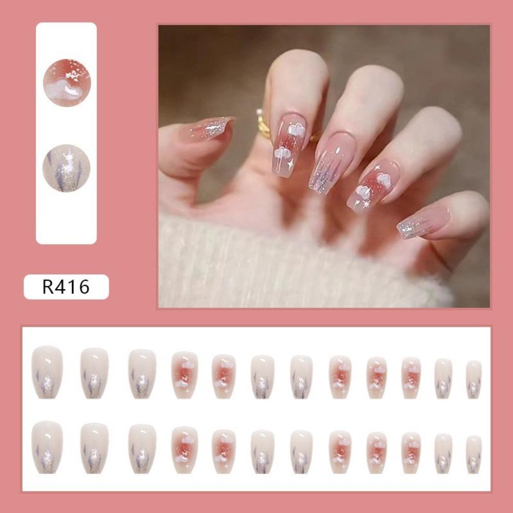 Frühling und Sommer Wind Tragen Nagel Reiner Wunsch Nagelpflaster Aufhellend Abnehmbares Nagelstück Langes und kurzes Nagelstück Fertigprodukt
