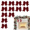 12pcs 6-Inch Red/Green Velvet Bows For Christmas Tree Decorations Wreath Garland Velvet Bows Diy Handmade Christmas Gift
