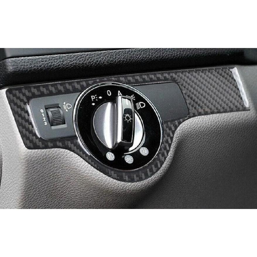 Real Carbon Fiber Headlight Lamp Switch Button Cover 1PCS For Benz C-Class 07-14