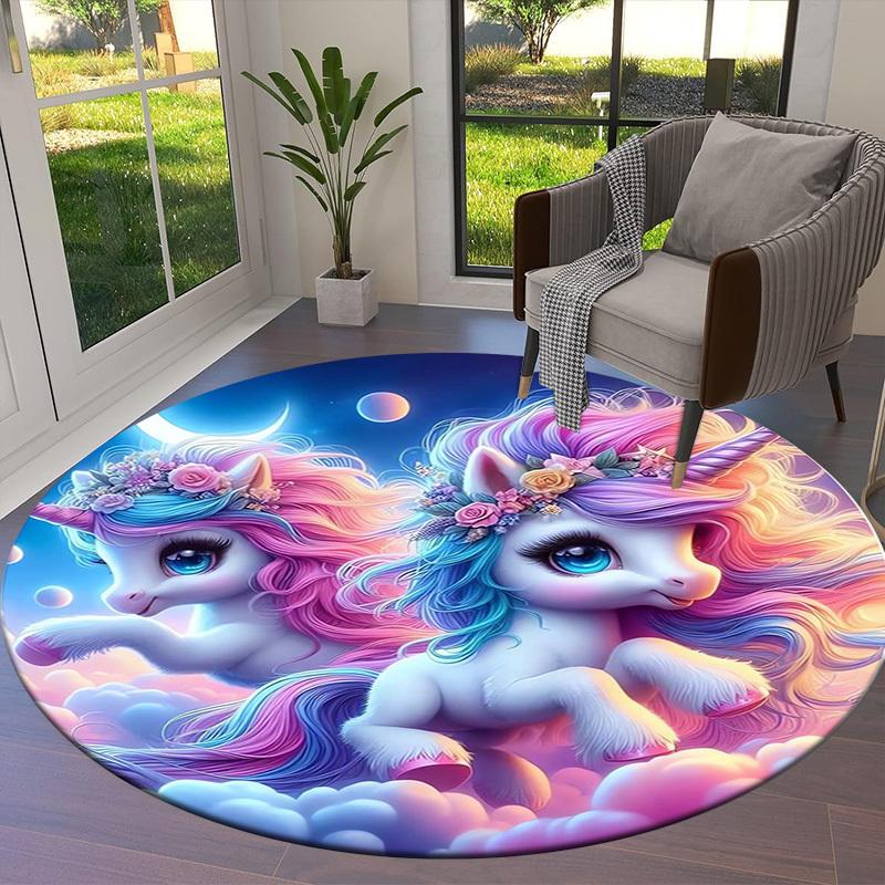 1pc Office Carpet Chair Mats Colorful Unicorns In Clouds Perfect for Decorating Office Chairs, Living Rooms, Or Bedrooms