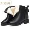 Fashion AIYUQI Women Boots Winter Fashion Anti-Slip Women Ankle Boots Mid Heel Natural Wool Genuine Leather Snow Boots Ladies