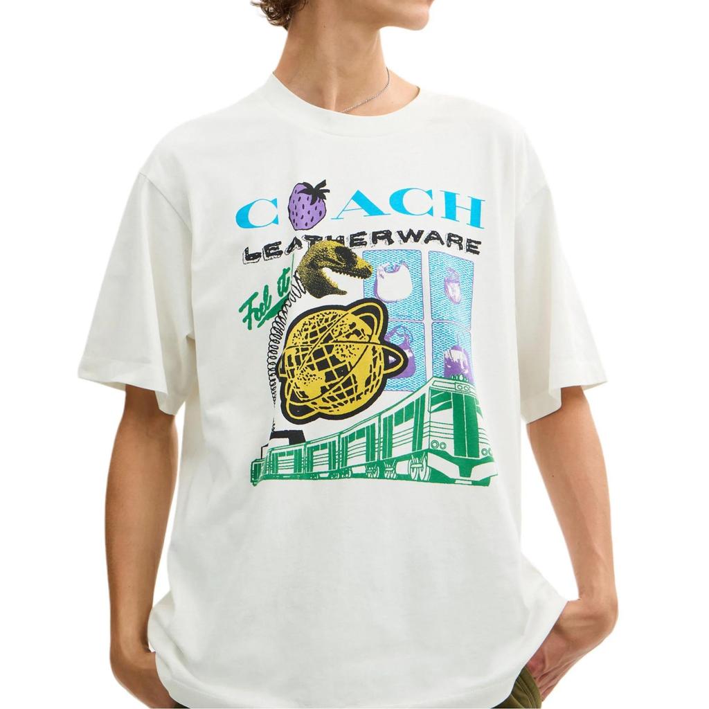 COACH T-Shirts Unisex White Crew Neck Moderate Straight Fit (Unisex) T-Shirts CCA57 NFY