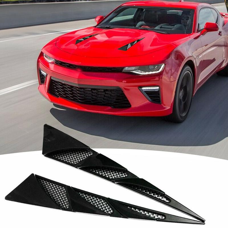 2Pcs Black Cars Auto Vehicle Tuning Air Flow Intake Scoop Bonnet Vent Cover Hood Trim Decoration Exterior Accessories Universal