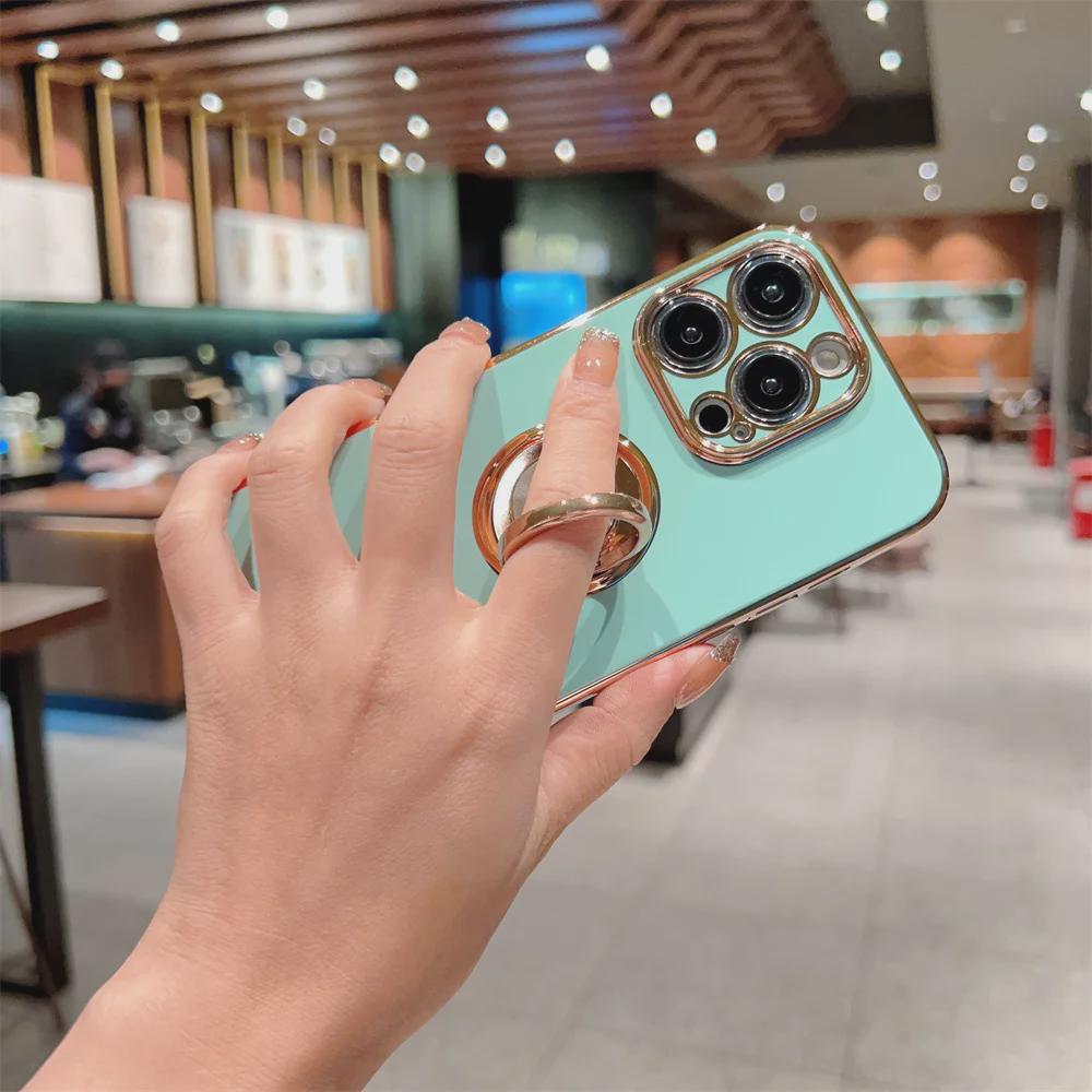 Magnetic Ring Bracket Electroplated Case for iPhone 11/12/13 Pro/14/15/XR/XS Max 