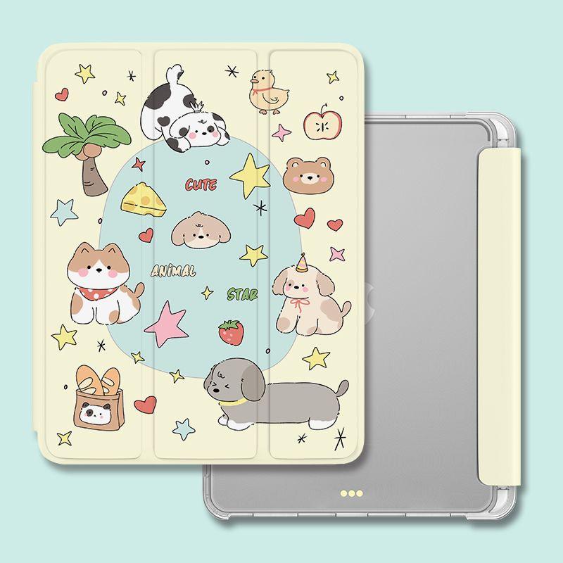 

Чехол для iPad 2021 gen9 10,2, новый силиконовый защитный чехол с изображением милого щенка, полный пластинчатый защитный чехол 2018/17 gen6/5 9,7, трехстворчатая раскладушка iPad 2019 Gen7（10.2）