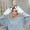Winter Warme Handschuhe Flauschige Tier-Fäustlinge Plüsch-Panda Halbfingerhandschuhe mit Klappdeckel Warme Handschuhe für Kaltes Wetter