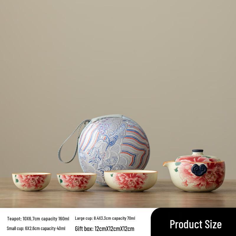 Haofeng Retro Gilded Ceramic Peony Quick Guest Tea Set