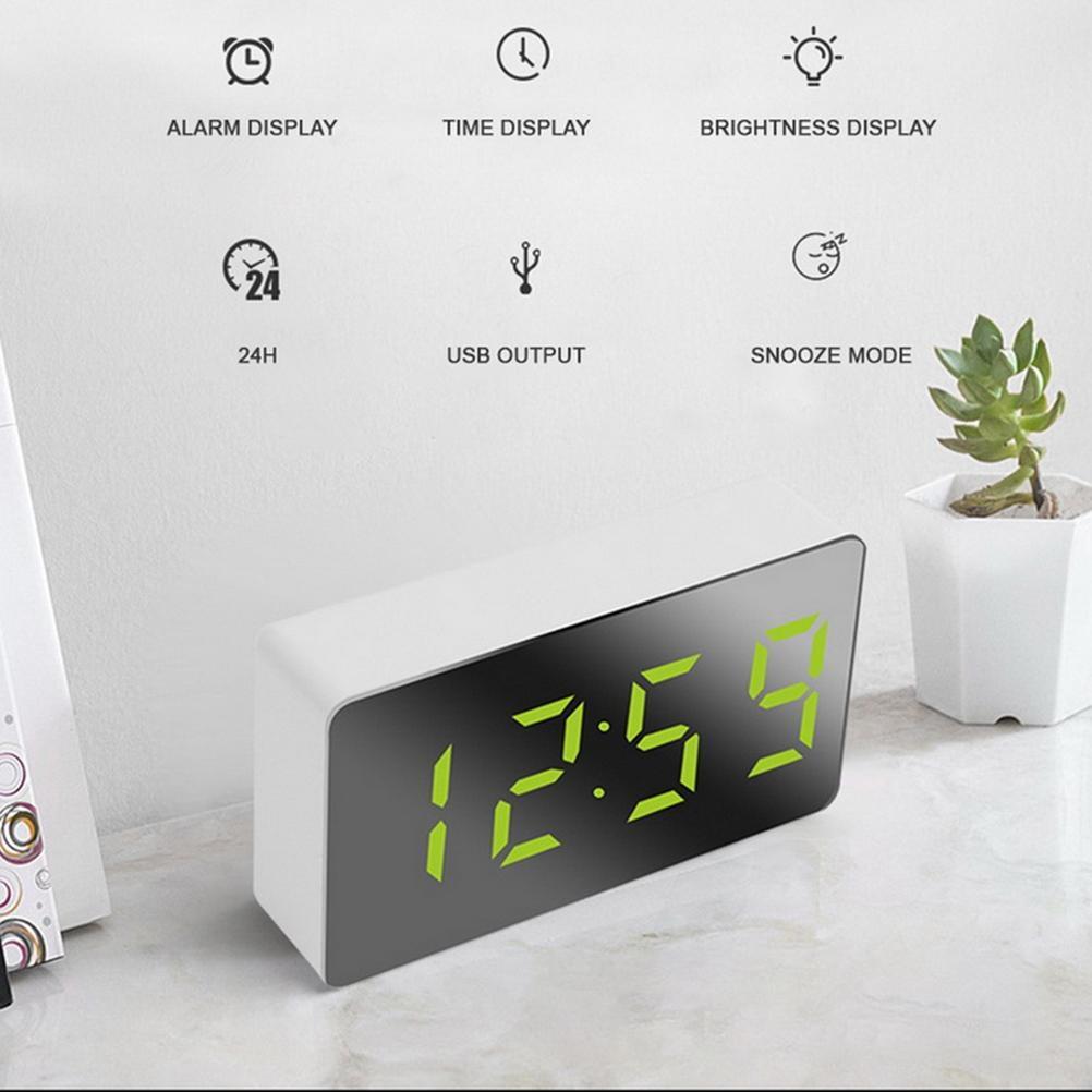 LED Mirror Alarm Clock Digital Alarm Clock Multifunctional Mini Electronic Alarm Clock for Bedroom Living Room Office
