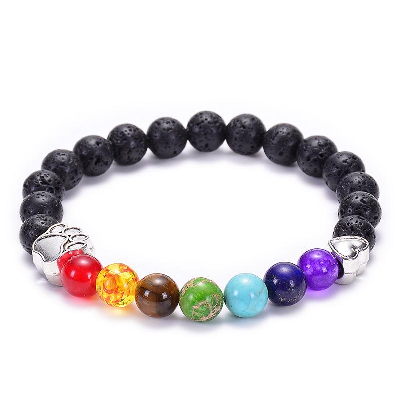 1pcs Bracelet For Men And Women Volcanic Stone Hand Beaded Colored Stone Stretch Hand