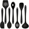 1/7-Piece Silicone Kitchen Utensil Set - Non-Stick Spatula, Spoon, Skimmer, Pasta Clip & More for Cooking & Baking