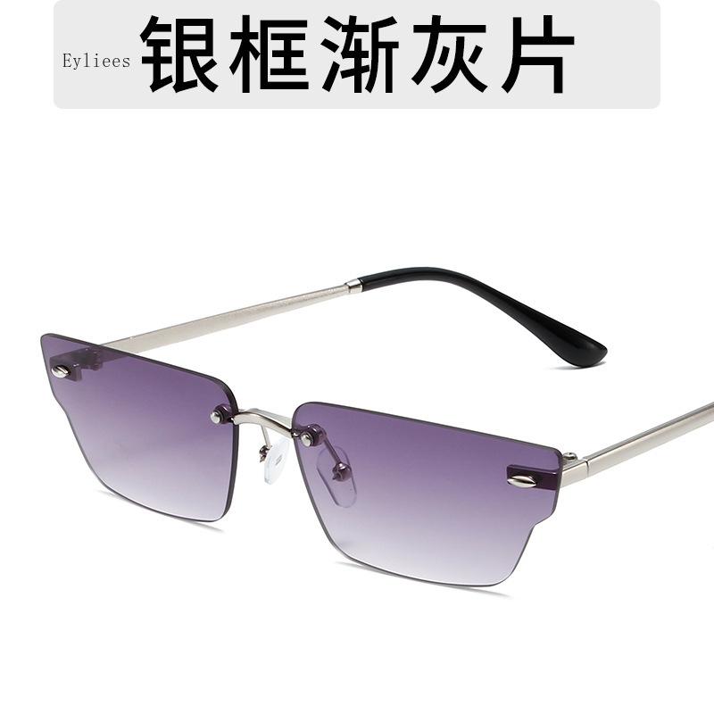 

Fashion Small Rectangle Rimless Sunglasses Women Vintage Clear Ocean Lens Eyewear Men Pink Yellow Oval Sun Glasses Shades