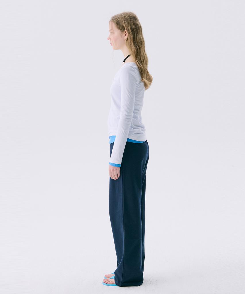 JUNEJUNE SPACE Solid Henry Neck T-Shirt_White