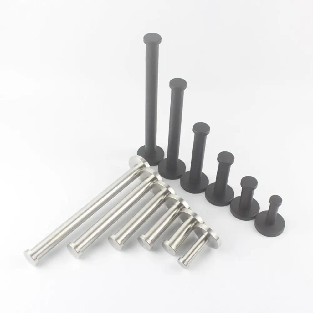1Pcs with Screws Single Clothes Hook Cylindrical Bathroom Hardware Accessories Hat Towel Rack Stainless Steel Silver Black