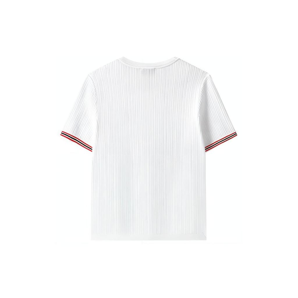 Fila Solid Color Logo Casual Round Neck Woven Printed Short Sleeve T-Shirt Women Tops White F11W321402FWT