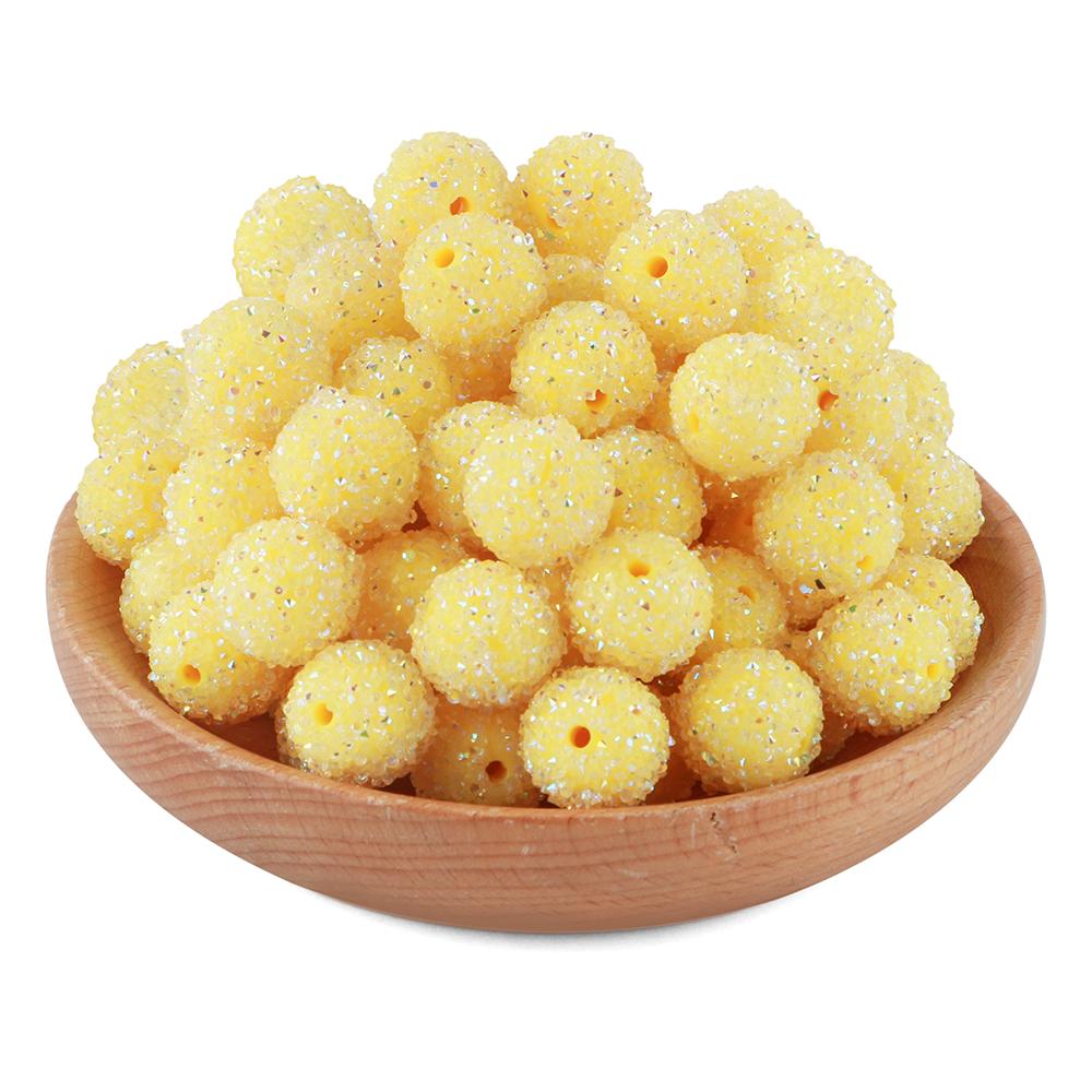 15Pcs 16MM Resin  Round Acrylic Beads Sugar Sand Pasting Process Fashion For Jewelry Making DIY Handmade Bracelets Accessories