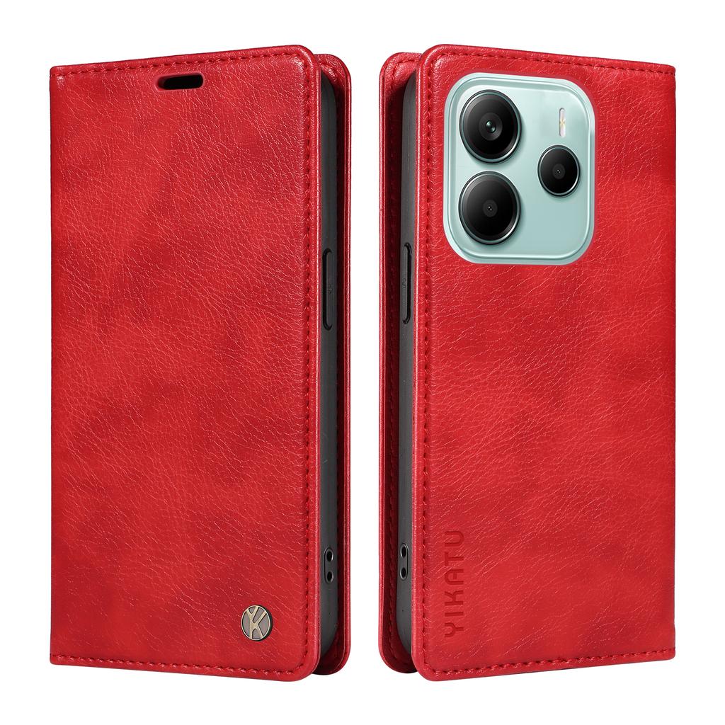 YIKATU YK-006 For Xiaomi Redmi Note 14 5G Case Magnetic Closure Leather Phone Cover Litchi Texture