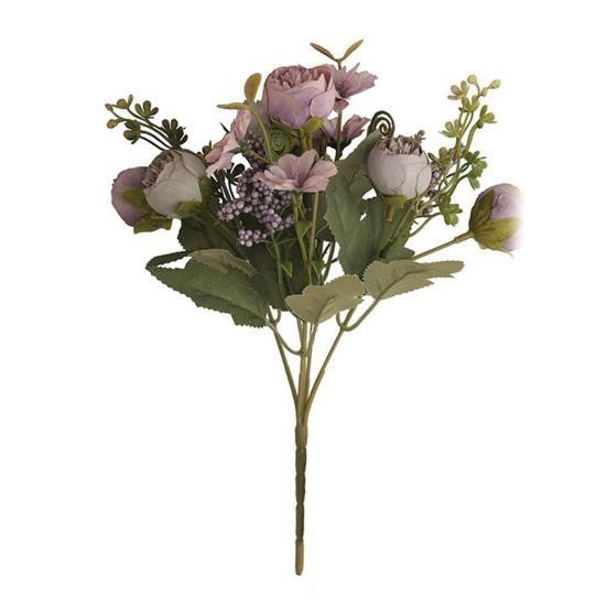 Yousheng Artificial Flowers Real Like Faux Silk Flower Arrangements Mixed Fake Rose Hydrangea Bouquet with Stem for Wedding Bridal Bouquets Home Table фиолетовый