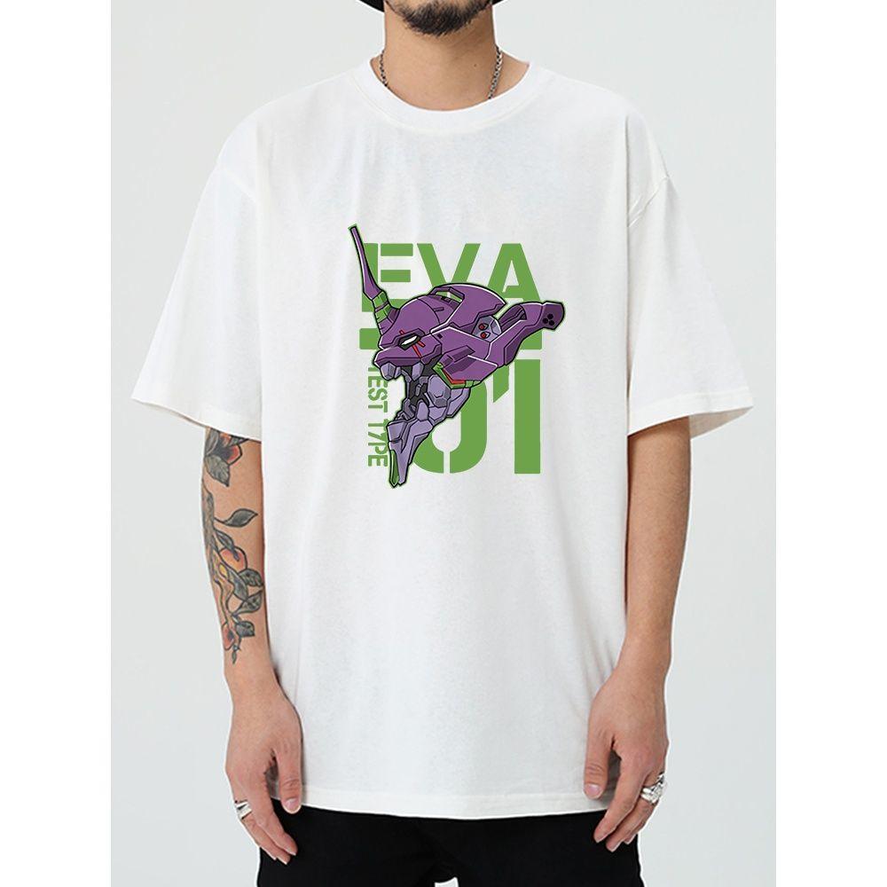 

Неон Genesis Evangelion Ева 01 Принт Унисекс Футболка 2026 Лето Повседневная Оверсайз Хлопок Короткий Рукав Аниме Уличная Одежда Топы S