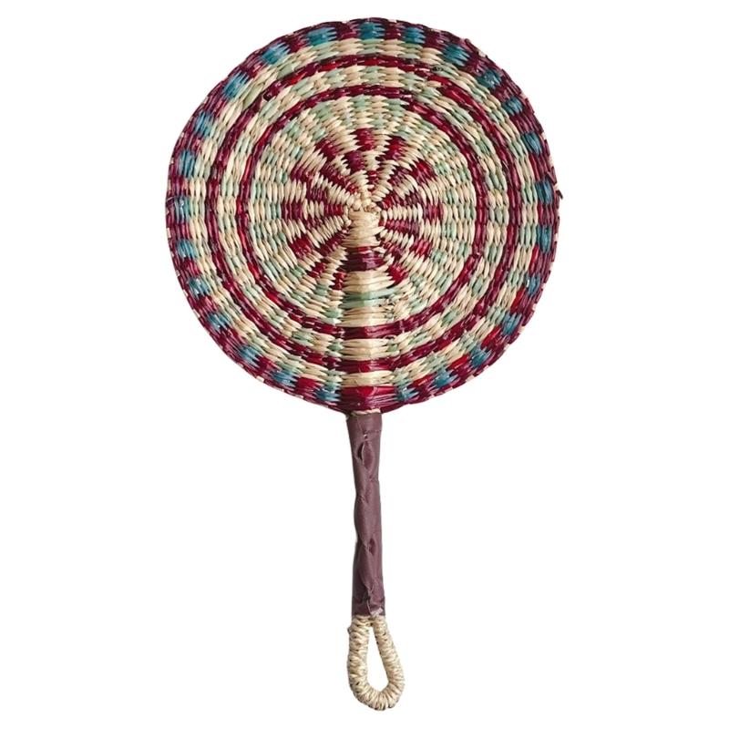 Woven Straw Fan Summer Cooling Grass Handwoven Fan Handmade Fan Nordic Hanging Decorations for Bedroom Wedding