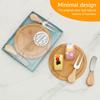 Round Cheese Board Set Smooth Solid Bamboo Cheese Cutting Tool Set Beautiful Mini Board with Knives and Forks Bulk for Party