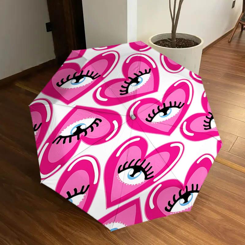 

Romantic Heart Eyes Umbrella: Automatic Opening & Closing, Foldable Design, Outdoor Use, Perfect Gift for Fans and Travelers!1121066a