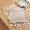 Simple Table Runner Solid Color Handmade Tassled Cotton Linen Table Runner Household Tea Table Flag