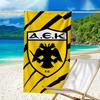 Asciugamano da Spiaggia in Microfibra AEK Atene con Design dello Stemma Oro e Nero, Leggero e Asciugatura Rapida per Viaggi Estivi, Essenziale per la Spiaggia, Piscina