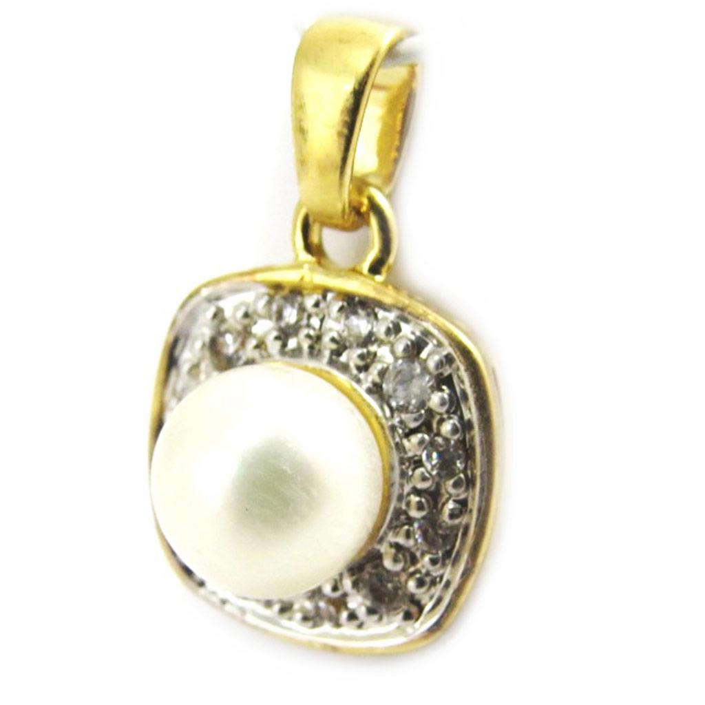 Les Trésors De Lily [M1119] - Pendentif Plaqué Or 'Catherine' Blanc Doré - 10 mm