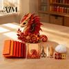 Screen Free Activity Dragon Patchwork DIY Kit, Fabric Sewing Kit with Artistic Crafting Materials Pre-cut Fabric, Beginner Craft for Handmade