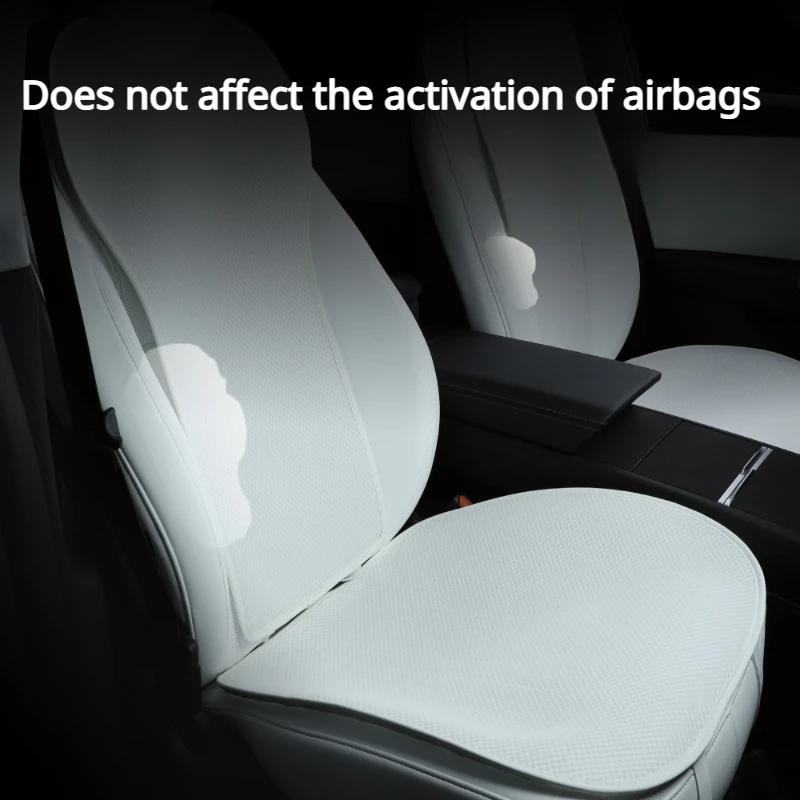 Ice Silk Linen Car Seat Cushion For Tesla Model3 Highland 2024 Car Front Rear Back Seat Covers Breathable Sweatproof All Seasons