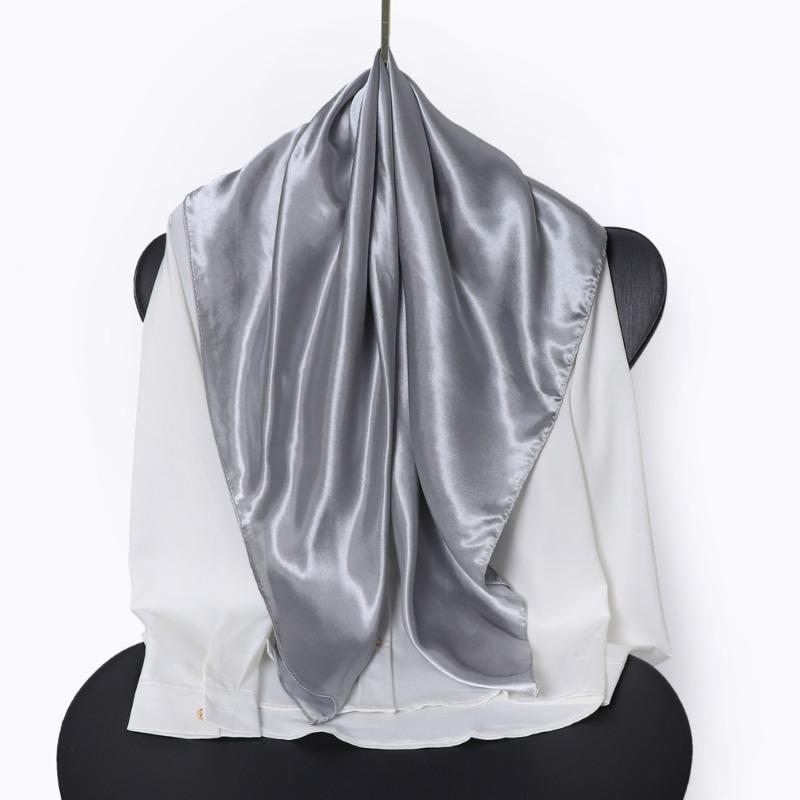 Classic solid color silk scarf women's trend versatile shawl simulation silk bag headscarf 90cm square scarf