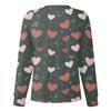 Women's Casual Fashion Long Sleeve Standing Collar Single Breasted Valentine's Day Print Workwear Jacket Tops
