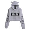 New Yoroshin, Cat Ears Sexy Exposed Navel Loose Hooded Sweater