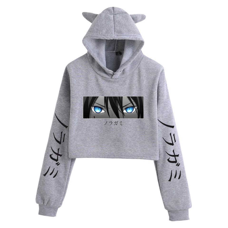 New Yoroshin, Cat Ears Sexy Exposed Navel Loose Hooded Sweater