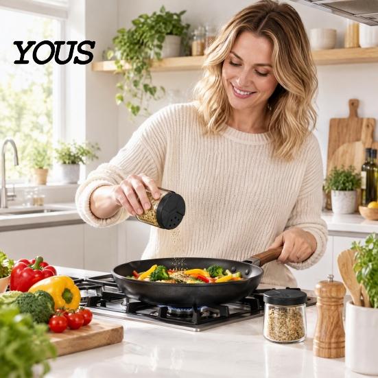 Outdoor Barbecue Jar Accessory Spice Shaker Lid for Oui Yogurt Jars, Reusable Plastic Kitchen Powder Dispenser Attachment Tops, Adjustable Shake
