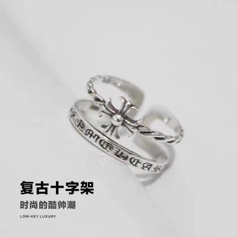 Rock Hip Hop Vintage Prsten Hipster Přehaný Vrána + Prsten na Ukazováček Dámský Prsten s Vyrytým Křížem