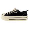Dikke Bodem Canvas Schoenen Dames Ronde Neus Platte Veters Dubbele Band Veelzijdig Dunne Zool Board Schoenen Ademend Laag Uitgesneden Casual
