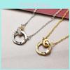 New Stylish Titanium Steel Necklace For Women With Elegant Double Ring Design And Geometric Pendant