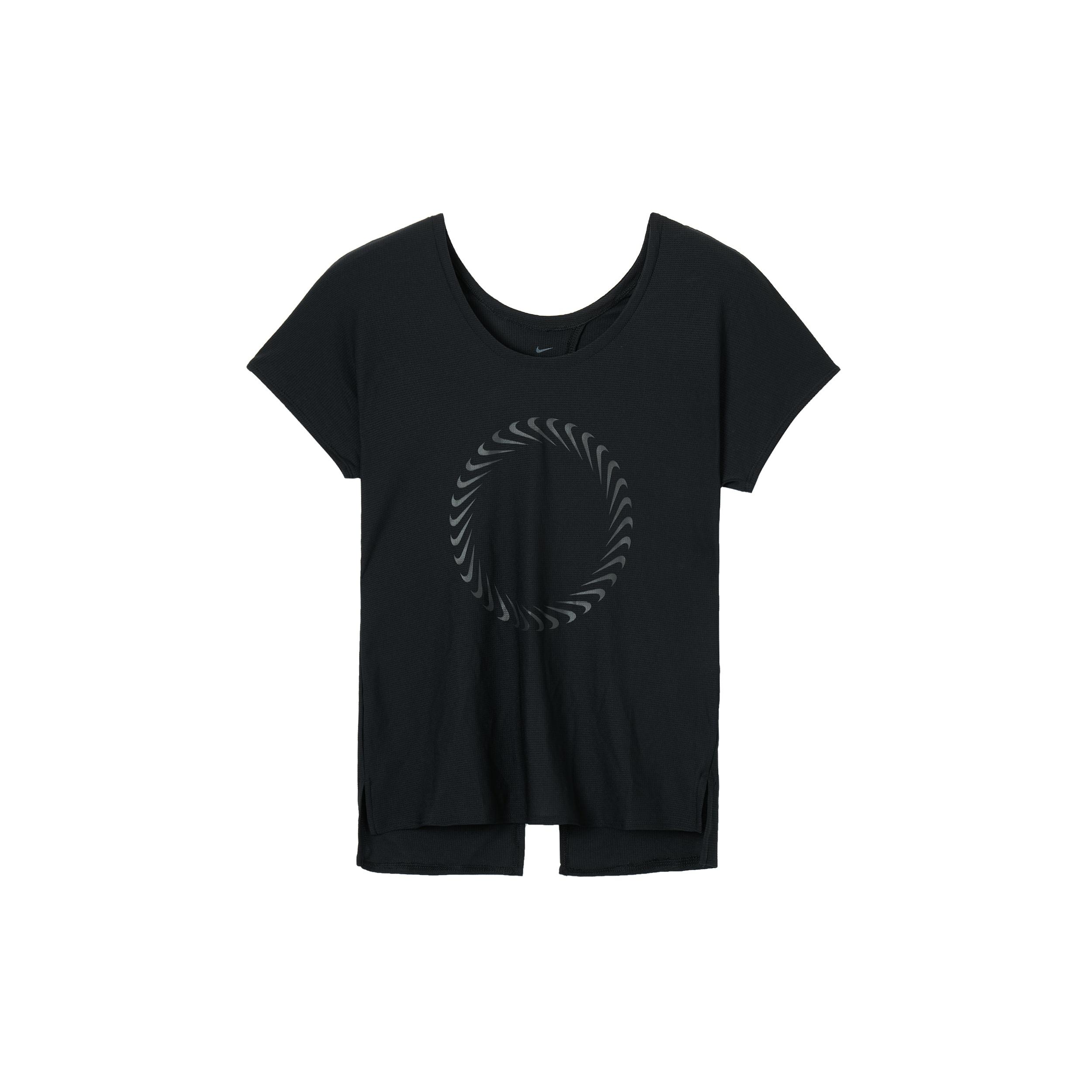 (WMNS) Nike Round Neck Casual Solid Color Logo Running Sports Quick Dry Short Sleeve Black T-Shirt Women s CZ9607-010 S