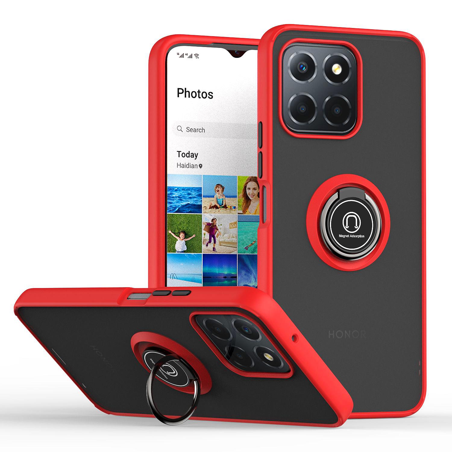 

Твердый ПК чехол-накладка Горячая броня Матовый чехол Для HonorX8 Вращающийся кронштейн Для Honor X8 5G 4G Кольцо-подставка Противоударный чехол For Honor X8 5G красный