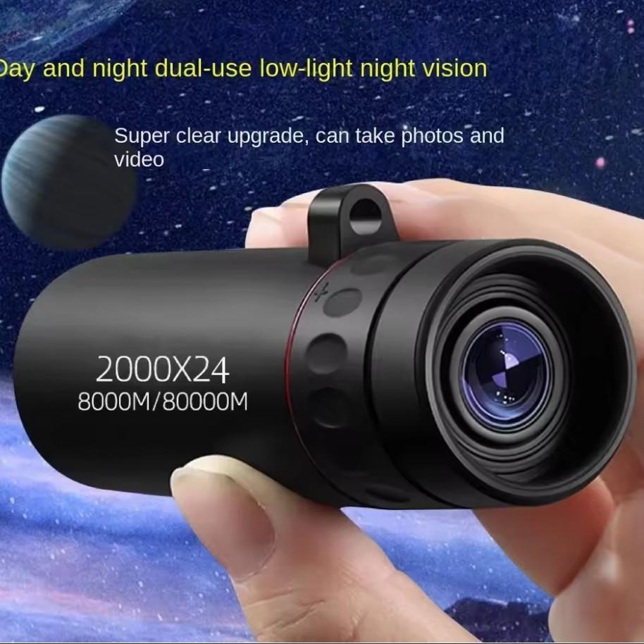 Hög effekt 2000x24 Monokulärt teleskop med universell telefonadapter för campingresor