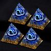 1Pc Natural Stone Ornament Decorative Reiki Healing Lapis Lazuli Pyramid Decor Devil's Eye Home Furnishings Positive Energy Meditative Jewelry 60x60mm