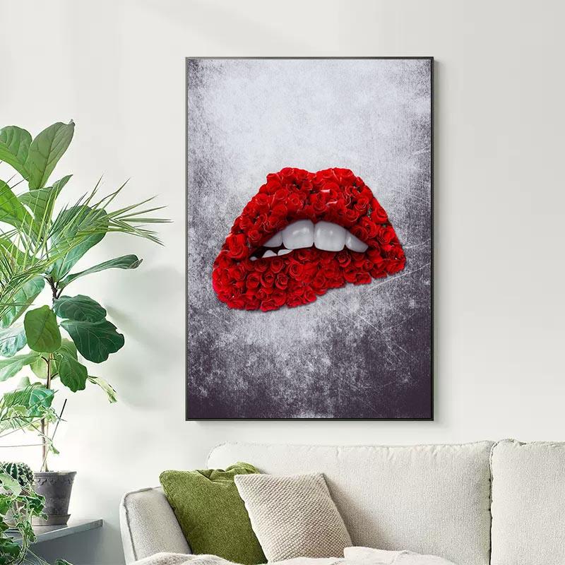 Nordic Abstract Sexy Lips Poster and Prints Neon Effect Graffiti Priceless Lips Canvas Painting Pictures For Home Shop Decor