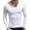 Herrenbekleidung, 7 Farben, lässig, Slim-Fit, einfarbig, langärmelig, O/V-Ausschnitt, Baumwolle, T-Shirts