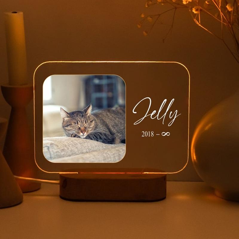 Heart Dog Memorial Frame Pet Custom Acrylic Photo Plaque Personalized Bedroom LED Decor Sign Light up Birthday Gift for Pets