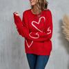 Women's Casual Fashion Round Neck Heart Sweater Knitted Bottoming Shirt